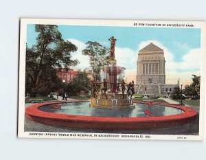 Postcard De Pew Fountain In University Park, Indianapolis, Indiana