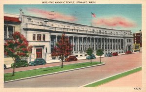 Vintage Postcard 1939 The Masonic Temple Spokane Washington John W. Graham Pub.