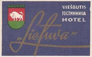 RUSSIA VIESBUTIS HOTEL LIETUVA VINTAGE LUGGAGE LABEL