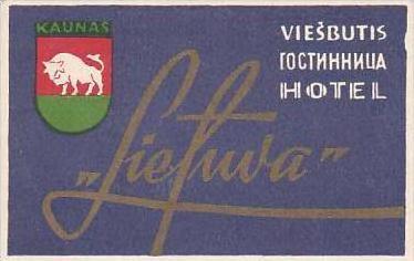 RUSSIA VIESBUTIS HOTEL LIETUVA VINTAGE LUGGAGE LABEL