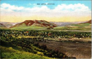 Bird's Eye View Red Lodge Montana Postcard Beartooth Mountains July 1 1947 Snow