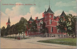 Postcard Catholic School and Church Jeannette PA