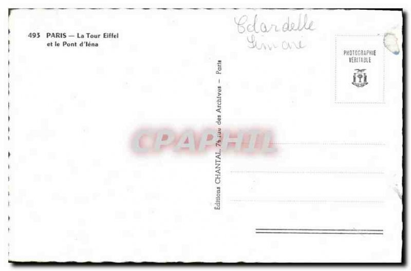 Old Postcard Paris Eiffel Tower and Pont lens