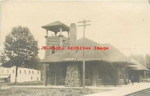 Depot, Michigan, Aloha, RPPC, Detroit & Mackinac Railroad, 1910 PM, Photo