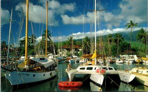 Lahaina Yacht Harbor Island of Maui Hawaii C1970s Vintage Postcard