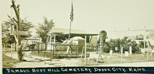 Early 1900s RPPC Boot Hill Cemetery Dodge City Kansas