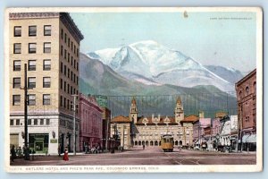 Colorado Springs Colorado Postcard Antlers Hotel Pike's Peak Ave. 1912 Vintage