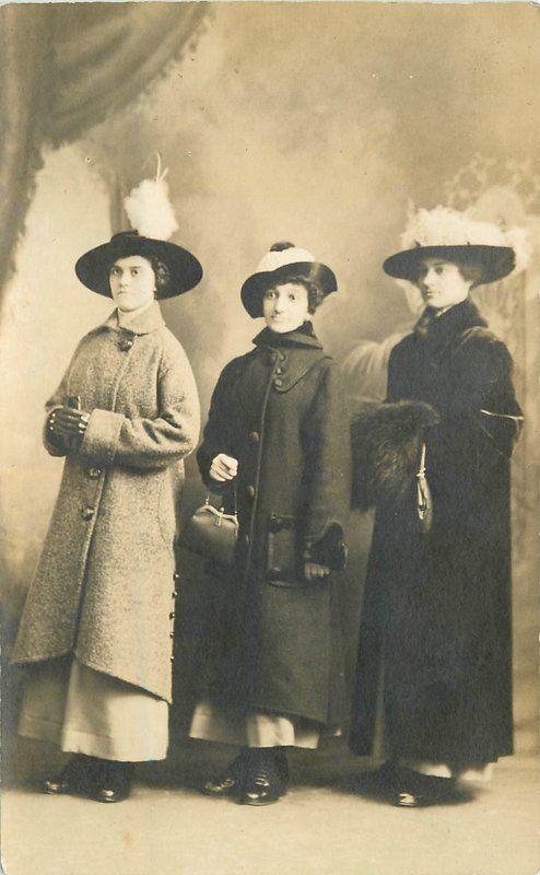 C-1910 Lewiston Maine Ladies big Hats Purses Photo Studio RPPC postcard 957