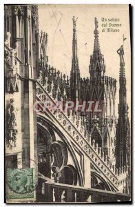 Old Postcard A Saluto Milano dal Duomo di Milano