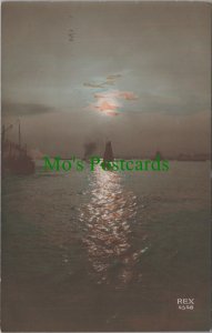 Nature Postcard - Moonlit Water and Sailing Boats RS26942