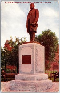 Carter H. Harison Monument Union Park Chicago Illinois IL Statue Postcard
