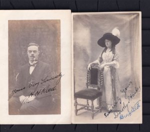 PIpe Smoking & Ladies Fashion Dress 2 Hand Signed Old Postcard s