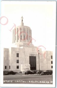 c1910s Salem OR Oregon State Capitol RPPC RARE Close Up Real Photo Ford Car A141