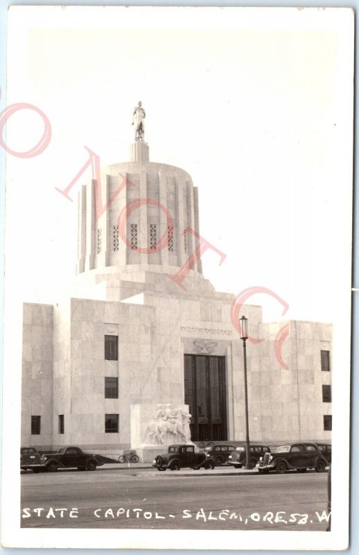 c1910s Salem OR Oregon State Capitol RPPC RARE Close Up Real Photo Ford Car A141