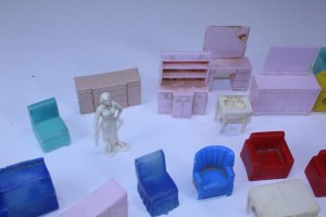 Lot of 35 Vintage Collectible Plastic Mini Doll House Furniture PCS by Superior