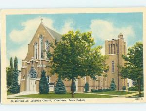 Damaged-Back Pre-1980 CHURCH SCENE Watertown South Dakota SD A8712