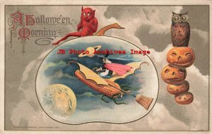 Halloween, Winsch 1914 No 3940-2, Schmucker, Witch Riding Corn Cob