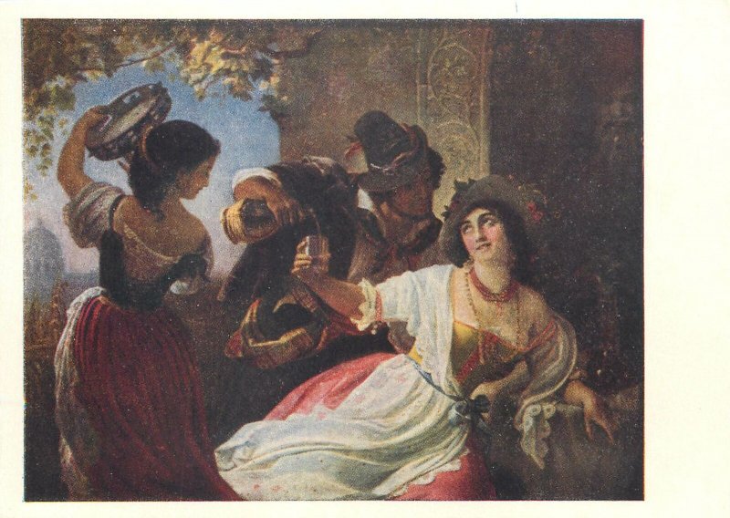 Art signed Postcard October Festival in Rome painting by P.N Orlov