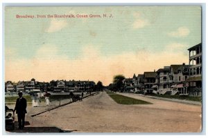 c1910 Broadway from the Boardwalk Ocean Grove New Jersey NJ Vintage Postcard