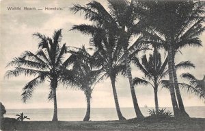 Honolulu Hawaii Waikiki Beach Palm Trees Vintage Postcard AA44512