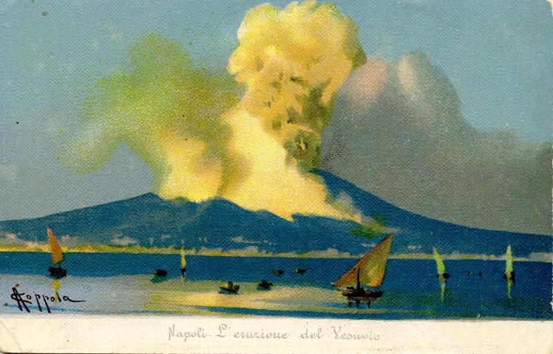 Italy -  Naples. Mt Vesuvio Eruption.  Artist: Coppola