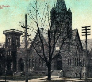 C.1910 First Baptist Church Carbondale, Ill. Hand Tinted P168