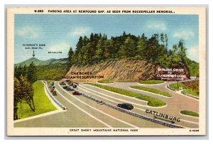 Newfound Gap Parking Lot Smokey Mountains National Park UNP Linen Postcard F21