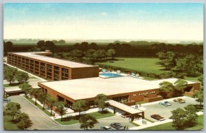 Romulus Michigan 1960s Postcard The Hilton Inn Motel Hotel