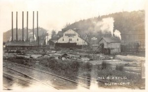 Scotia, California RPPC Lumber Mill TPL Co. Humboldt County Logging 1910s Photo