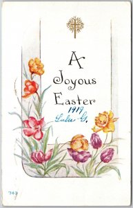 1919 A Joyous Easter Greetings, Beautiful & Colorful Flowers, Vintage Postcard