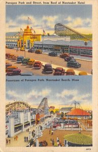 Panorama of Paragon Park Nantasket Beach, Massachusetts USA View Postcard Bac...
