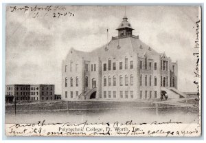 1905 Polytechnic College Exterior Roadside Fort Worth Texas TX Posted Postcard