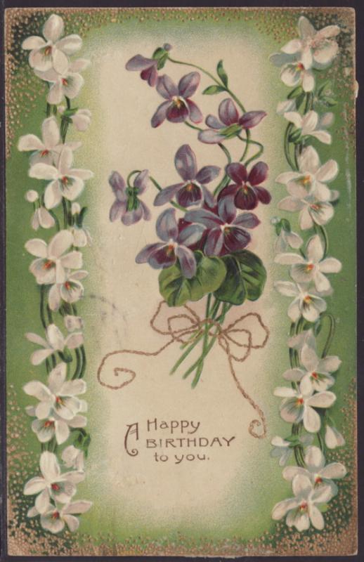 A Happy Birthday,Flowers Postcard