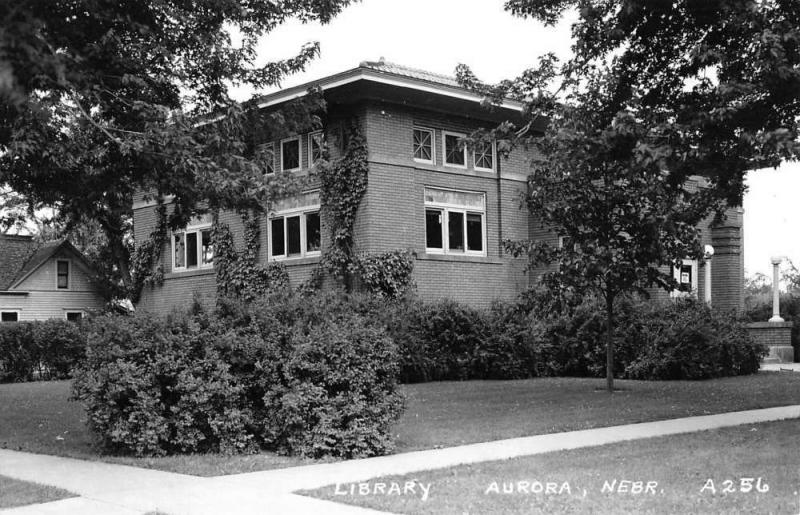 Aurora Nebraska Library Real Photo Antique Postcard K100858