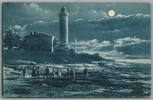 ITALY TRIESTE LIGHTHOUSE ANTIQUE POSTCARD w/ STAMPS