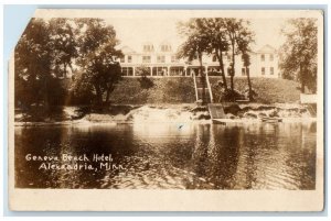 1934 Geneva Beach Hotel Lake View Alexandria Minnesota MN RPPC Photo Postcard