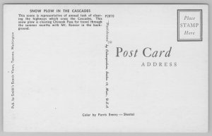 Mt Rainier Washington~Snow Plow in Cascades~Standard Chrome Postcard