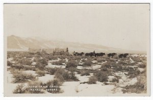 RPPC,  Wagon Train Crossing Nevada Desert 