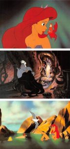 3~Walt Disney Movie Animation  ARIEL & URSULA & SCUTTLE Modern 4' X 6' Postcards