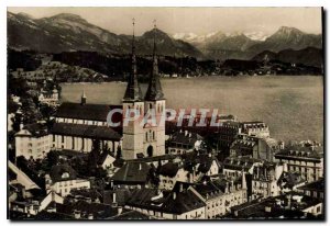 Old Postcard Luzern mit Alpen