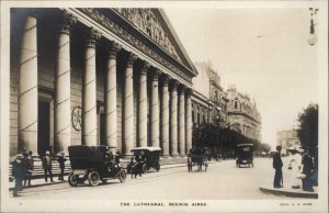 Buenos Aires Argentina ARG Cathedral Street Scene Real Photo Vintage Postcard