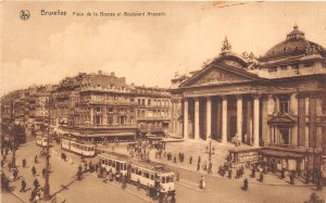 US18 Europe Belgium Bruxelles Place de Bourse et boulevard Amspach  tramway tram