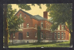 WELLINGTON KANSAS SUMNER COUNTY HIGH SCHOOL 1912 VINTAGE POSTCARD
