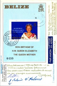 VINTAGE CONTINENTAL SIZE POSTCARD LIMITED EDITION SOUVENIR SHEET QUEEN MOTHER