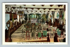 Riverside CA-California, Glenwood Mission Inn, Cloister Music, Vintage Postcard