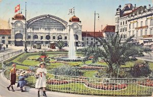 BASEL SWITZERLAND~BUNDESBAHNHOF-RAILROAD STATON~1911 JEAN STEINER PHOTO POSTCARD