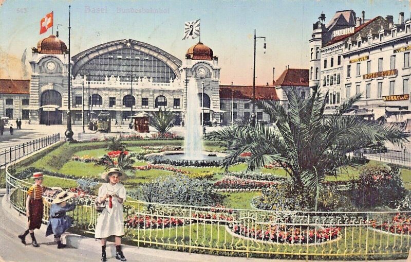 BASEL SWITZERLAND~BUNDESBAHNHOF-RAILROAD STATON~1911 JEAN STEINER PHOTO POSTCARD