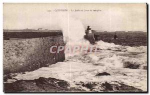 Old Postcard Quiberon La Jetee a storm Lighthouse Lighthouse Day