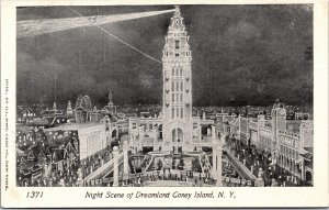 Postcard NY Coney Island Night Scene of Dreamland