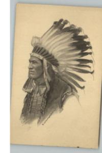 NATIVE AMERICANA Schlesinger Indian Chief c1910 PC